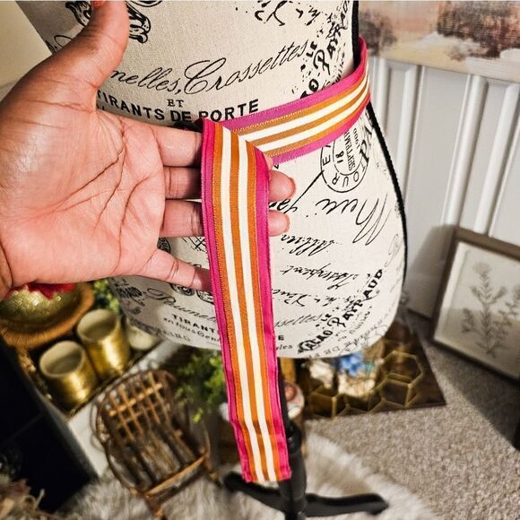 J. Crew Preppy Grosgrain Ribbon Silver D. Ring Belt. - Picture 10 of 15